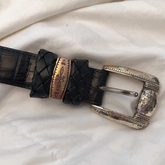 Vintage Brighton Black Leather & Silver Belt main image 5